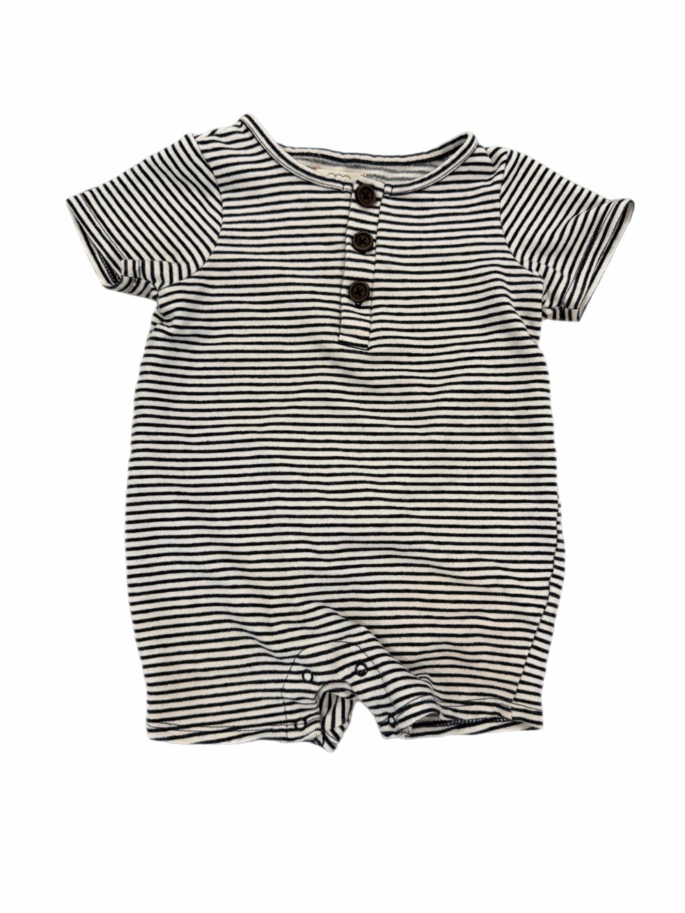 Egg New York Striped Baby Short Sleeve Romper in Black and White
